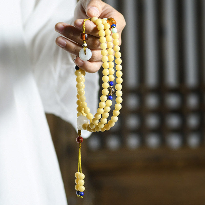 108 Beads Bodhi Seed Jade Prosperity Blessing Bracelet Mala