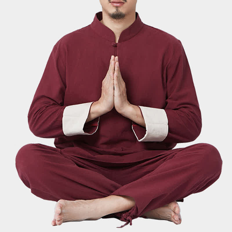 Spiritual Zen Meditation Yoga Prayer Practice Cotton Linen Clothing Men's Set