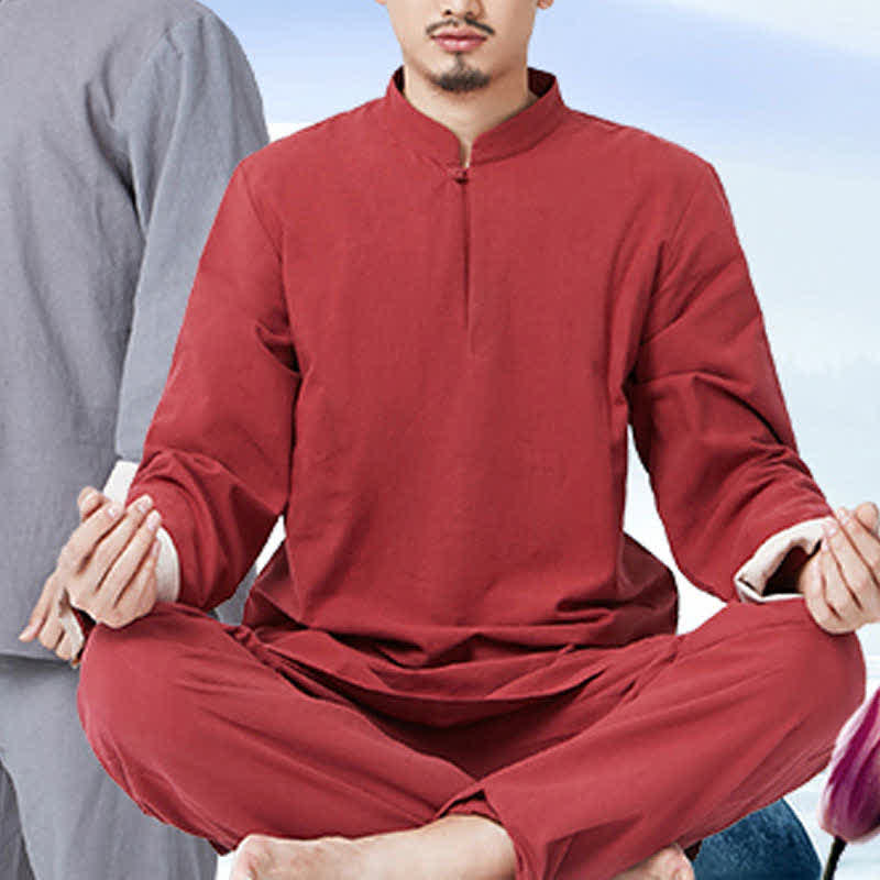 Spiritual Zen Meditation Yoga Prayer Practice Cotton Linen Clothing Men's Set