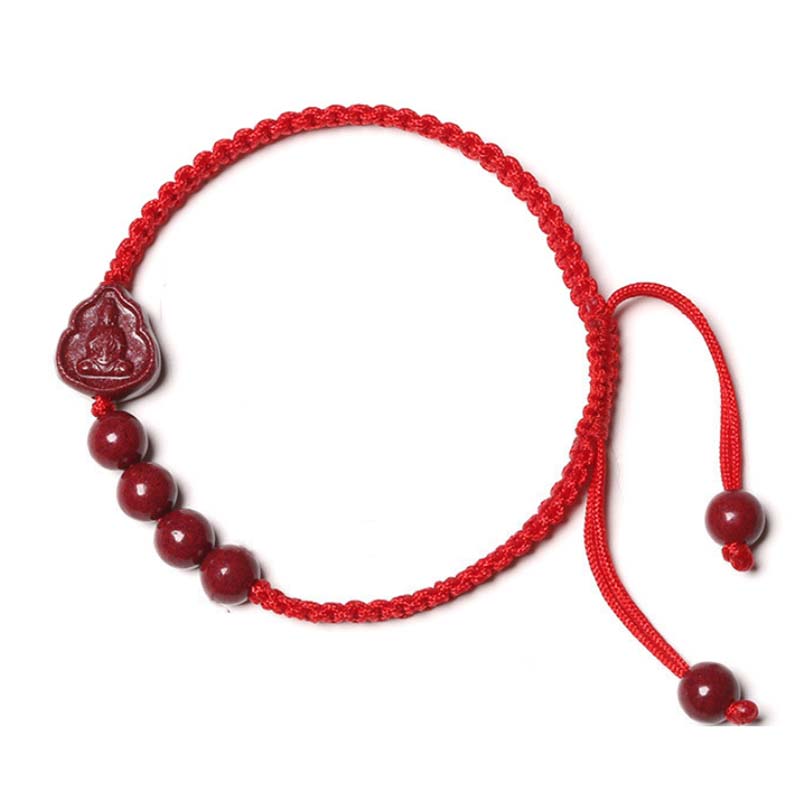 Laughing Buddha Avalokitesvara Cinnabar Blessing String Bracelet