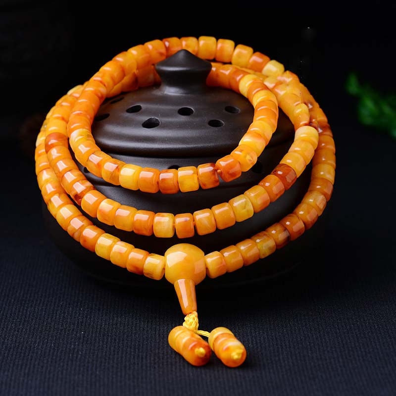 108 Beads Natural Amber Emotional Balance Bracelet Mala