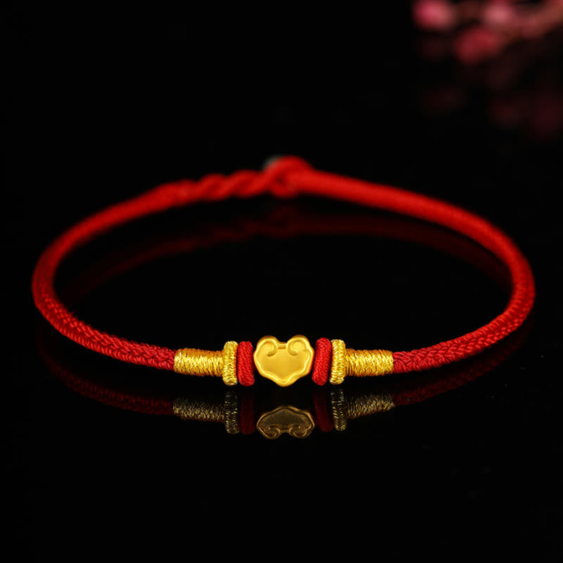 Wish you all the best 999 Gold Lock Of Good Wishes Protection Kids Child Parents Handmade Bracelet