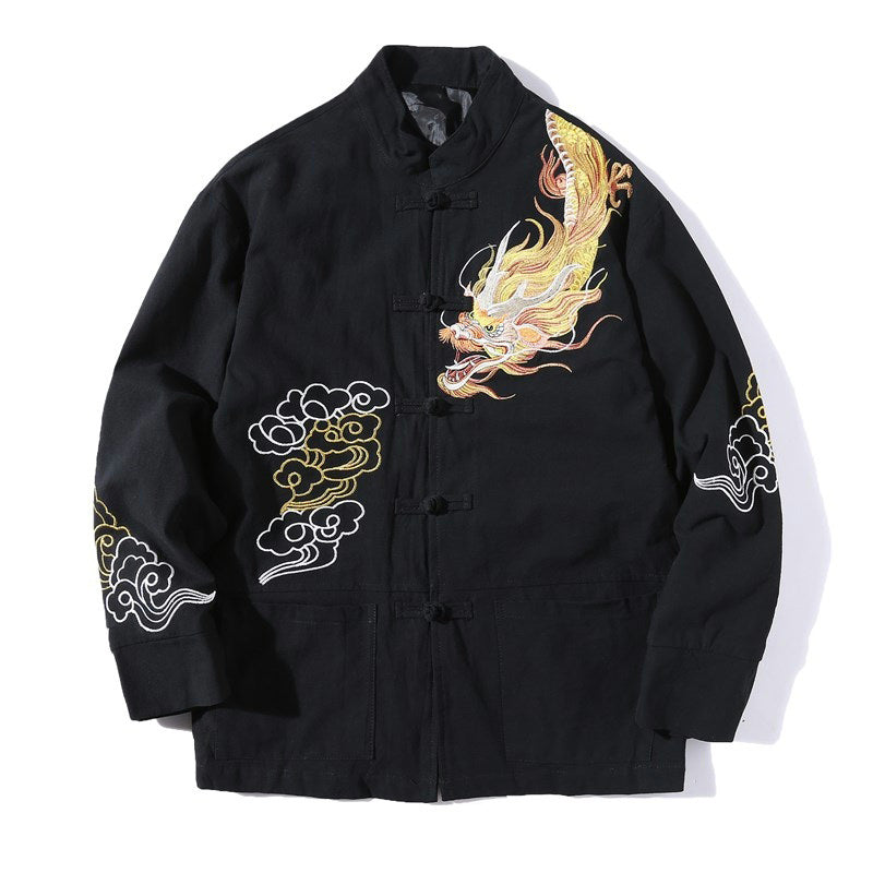 Dragon Auspicious Cloud Embroidery Clothing Chinese Tang Suit Jacket Men Clothing