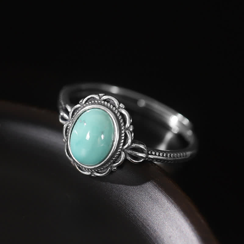 925 Sterling Silver Tibetan Turquoise Red Agate Protection Ring