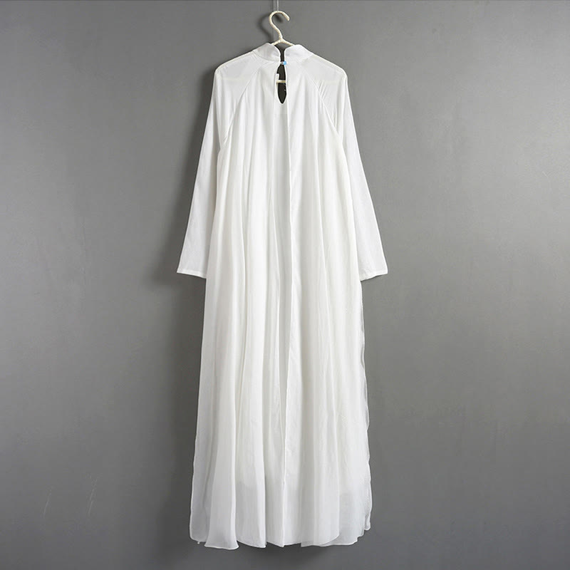 Simple Design Meditation Spiritual Long Dress Zen Practice Yoga Clothing Women's White Gown