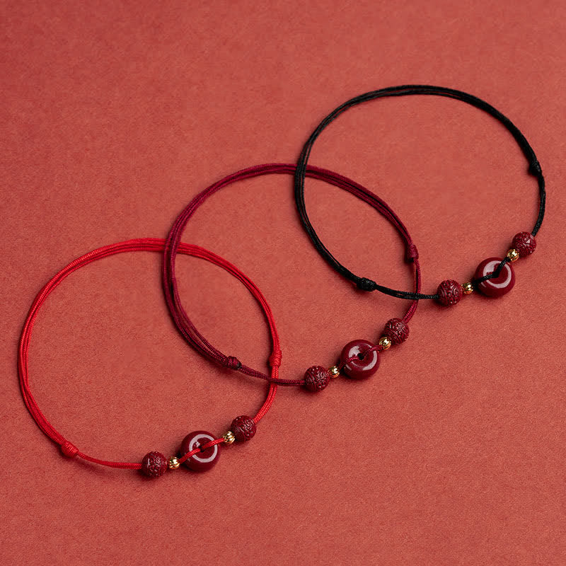 Cinnabar Peace Buckle Blessing String Anklet