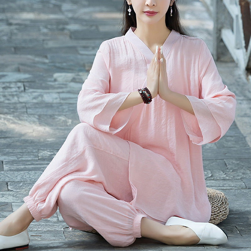Yoga Cotton Linen Clothing Uniform Meditation Zen Practice Women's Set