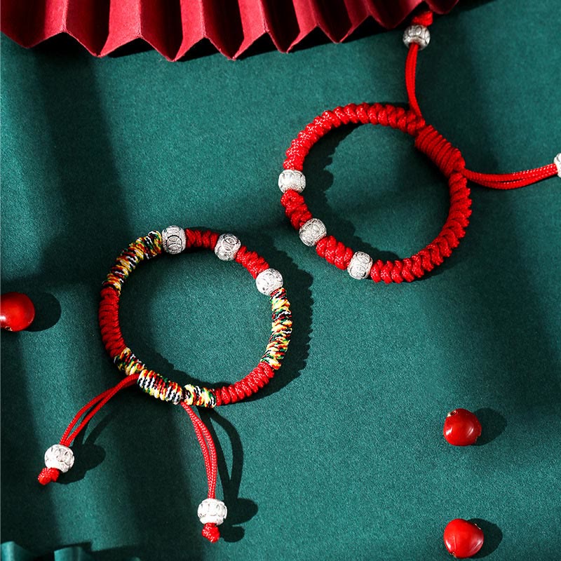 925 Sterling Silver King Kong Knot Multicolored Red String Strength Handmade Braided Kids Child Bracelet