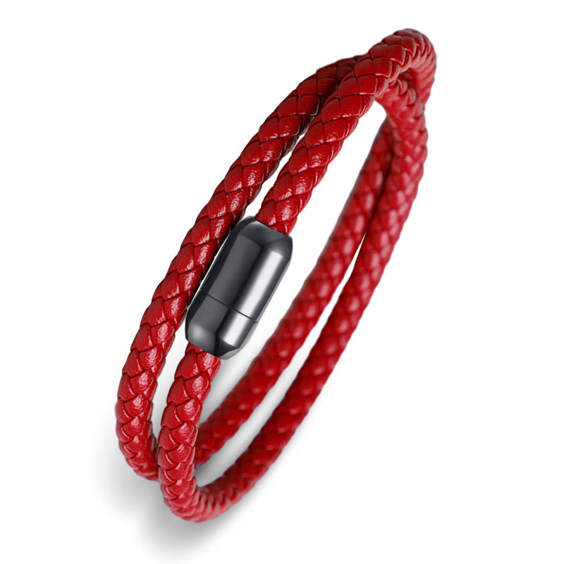 Genuine Leather Red String Protection Magnetic Buckle Bracelet