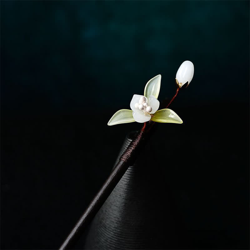 Pearl Flower Leaf Butterfly Happiness Hairpin