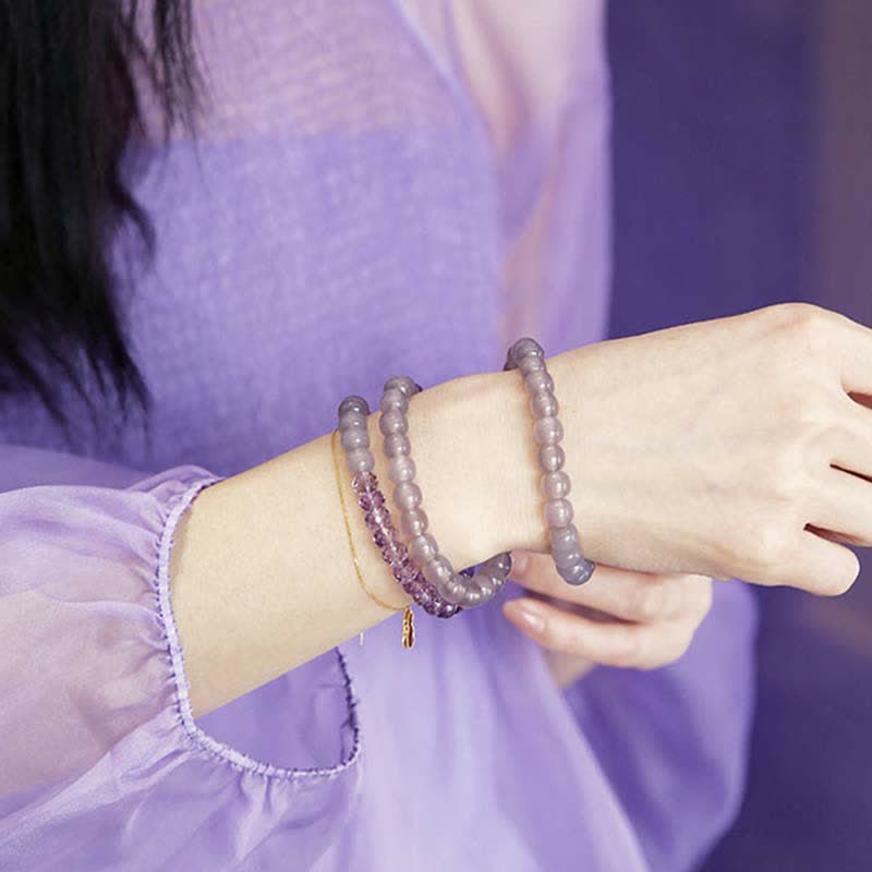 Natural Amethyst Crystal Meditation Healing Bracelet