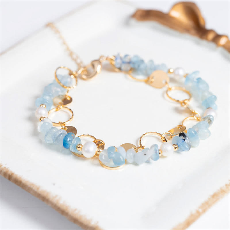 Aquamarine Pearl Healing Stone Bracelet