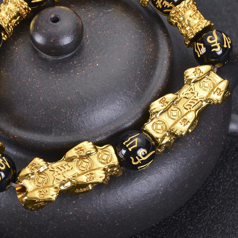 Double Pixiu Obsidian Wealth Bracelet