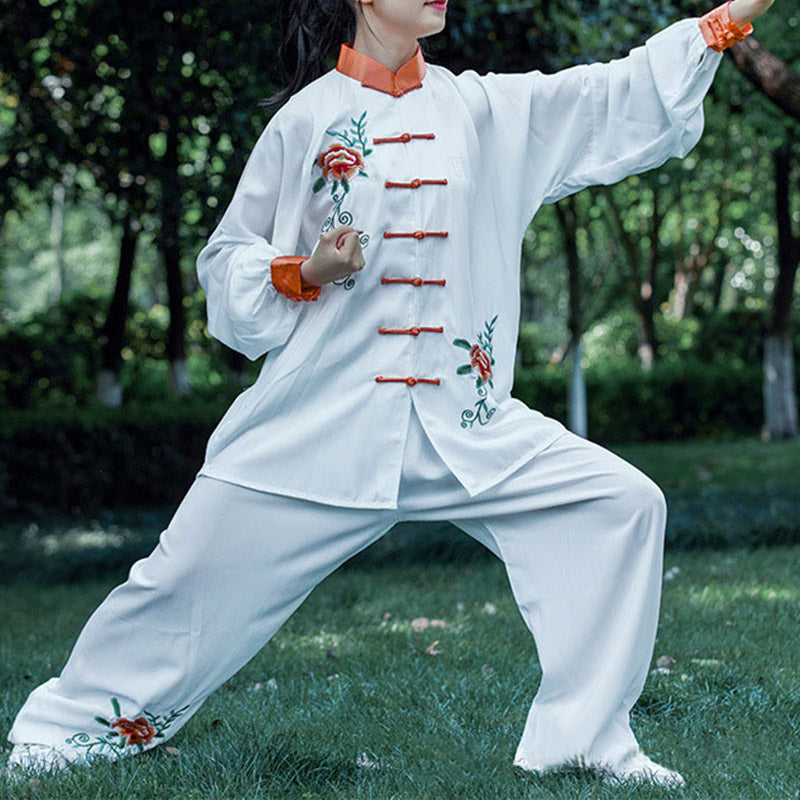 Peony Plum Blossom Bamboo Tai Chi Spiritual Zen Practice Meditation Prayer Uniform Clothing Women's Set