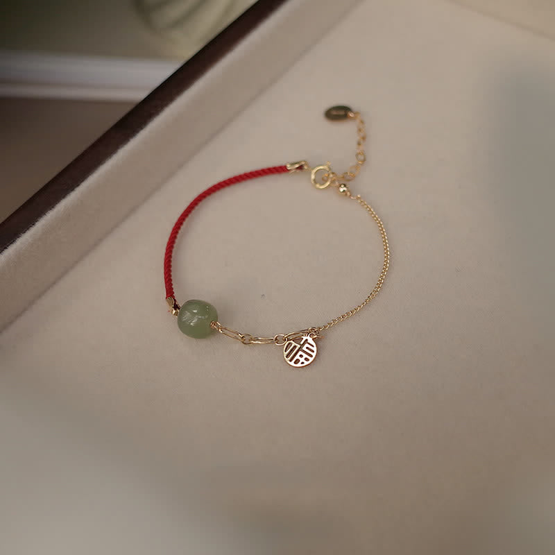 Beaded Jade Luck String Chain Bracelet