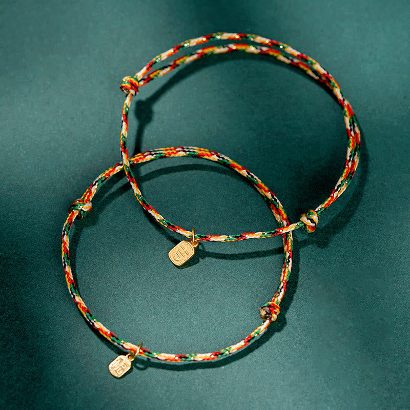 Auspicious Fu Character Peace And Joy Luck Handmade Multicolored Child Adult Bracelet