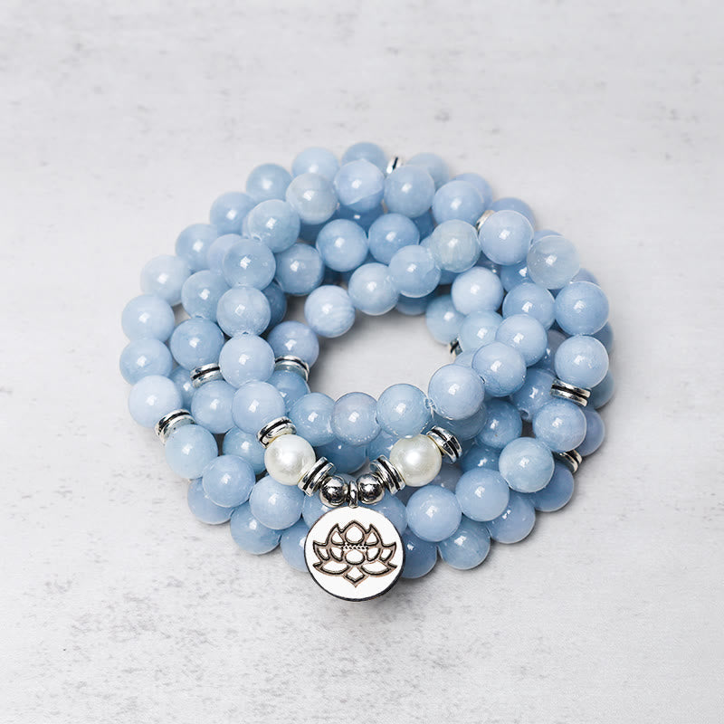 108 Mala Beads Aquamarine Healing Bracelet