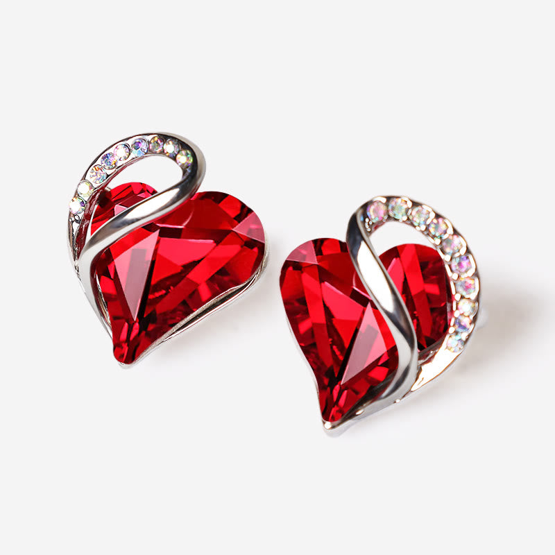 Natural Various Gemstone Birthstone Crystal Love Stud Earrings