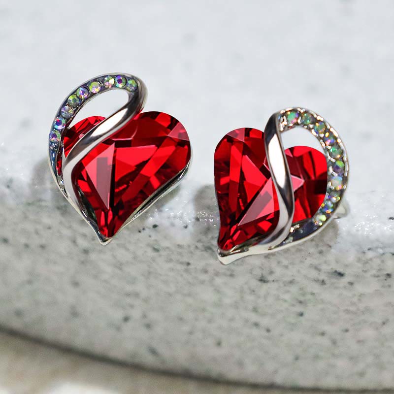 Natural Various Gemstone Birthstone Crystal Love Stud Earrings