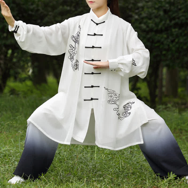 Auspicious Clouds Gradient Meditation Prayer Spiritual Zen Tai Chi Qigong Practice Women's Clothing Set