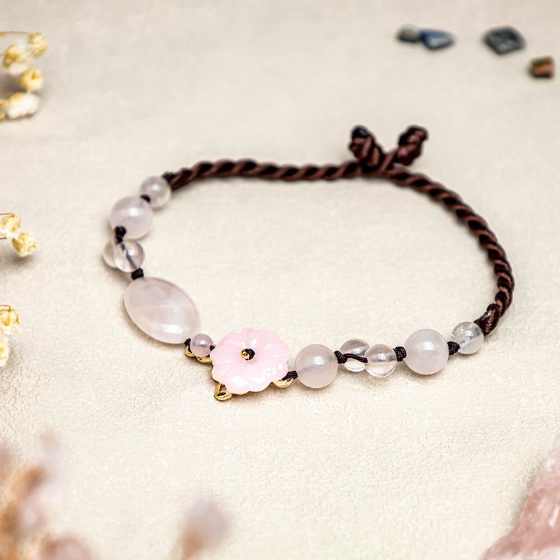 The Flower of Love Pink Crystal Soothing Anklet