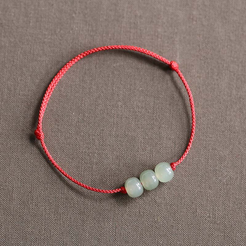 Three Beads Jade Luck String Weave Bracelet