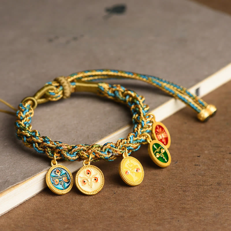 Tibetan Five God Of Wealth Luck Handcrafted Braid String Bracelet