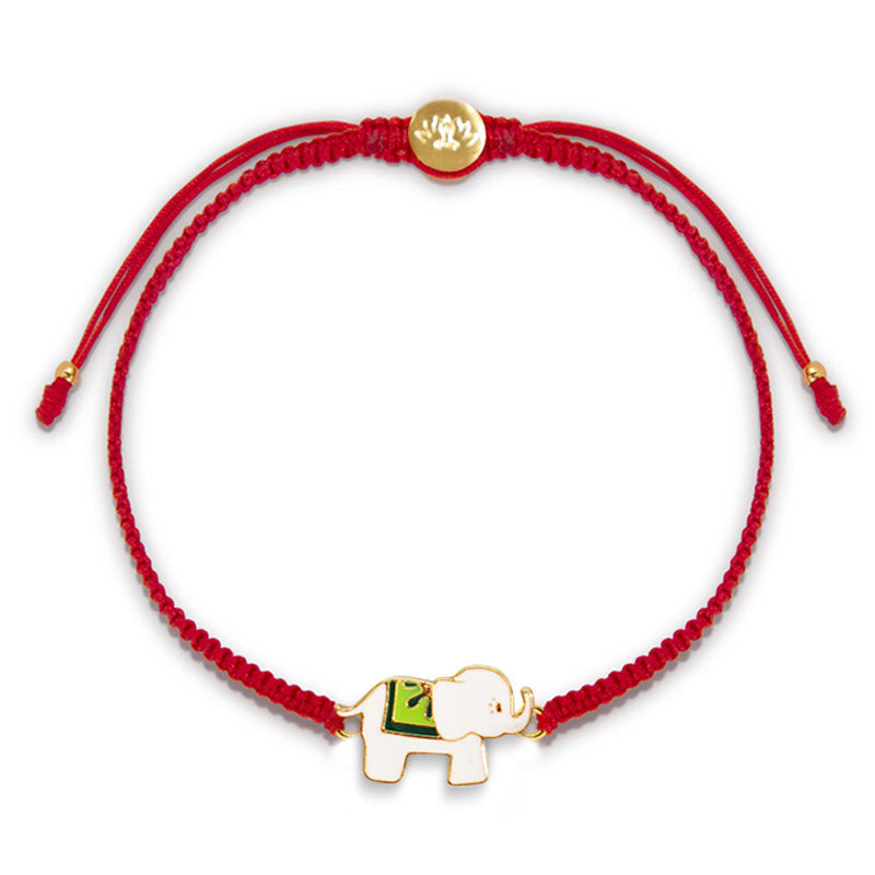 Tibetan Handmade 925 Sterling Silver Lucky Elephant Red String Bracelet