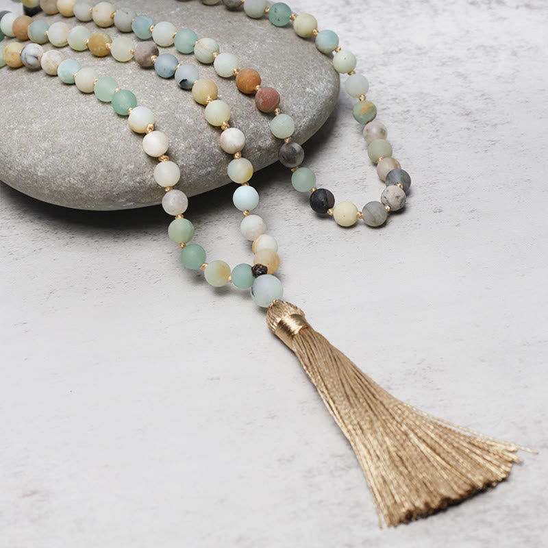 108 Amazonite Beads Tassel Mala Bracelet