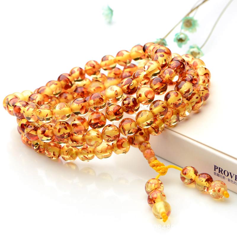 108 Beads Amber Meditation Bracelet Mala