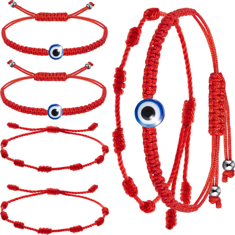 4Pcs Evil Eye Seven Knot Red String Protection Bracelet