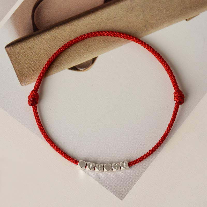 925 Sterling Silver Red String Braid Bracelet Anklet