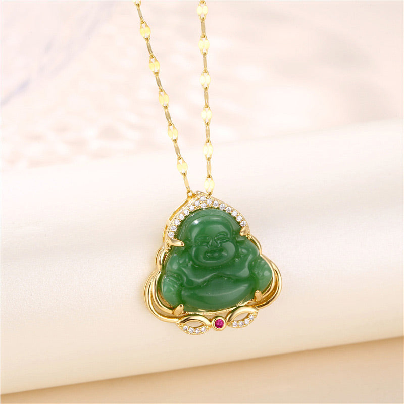Natural Laughing Buddha Peace Necklace