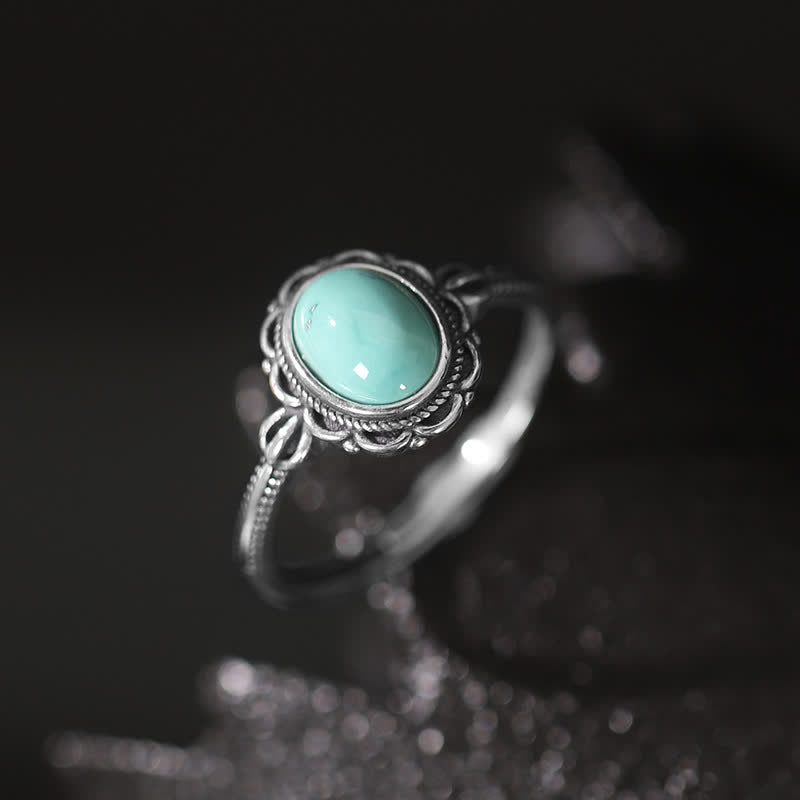 925 Sterling Silver Tibetan Turquoise Red Agate Protection Ring