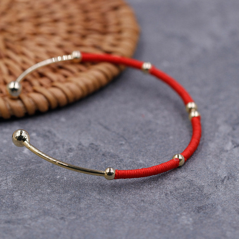 Red String Blessing Protection Cuff Bracelet