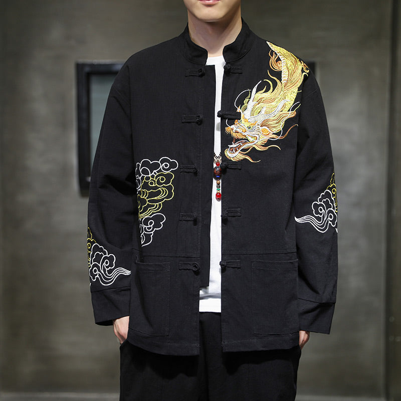 Dragon Auspicious Cloud Embroidery Clothing Chinese Tang Suit Jacket Men Clothing