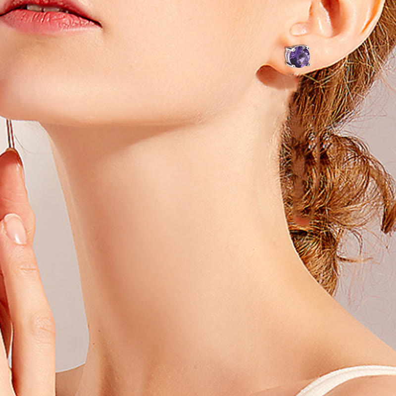 Natural Various Gemstone Amethyst Love Earrings