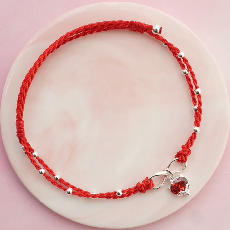 Love Heart Infinity Symbol Braided String Anklet