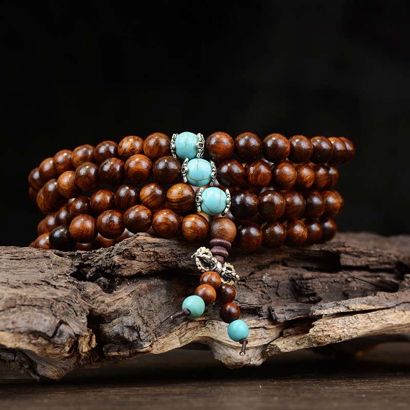 108 Beads Natural Black Rosewood Ebony Wenge Wood Bracelet Mala
