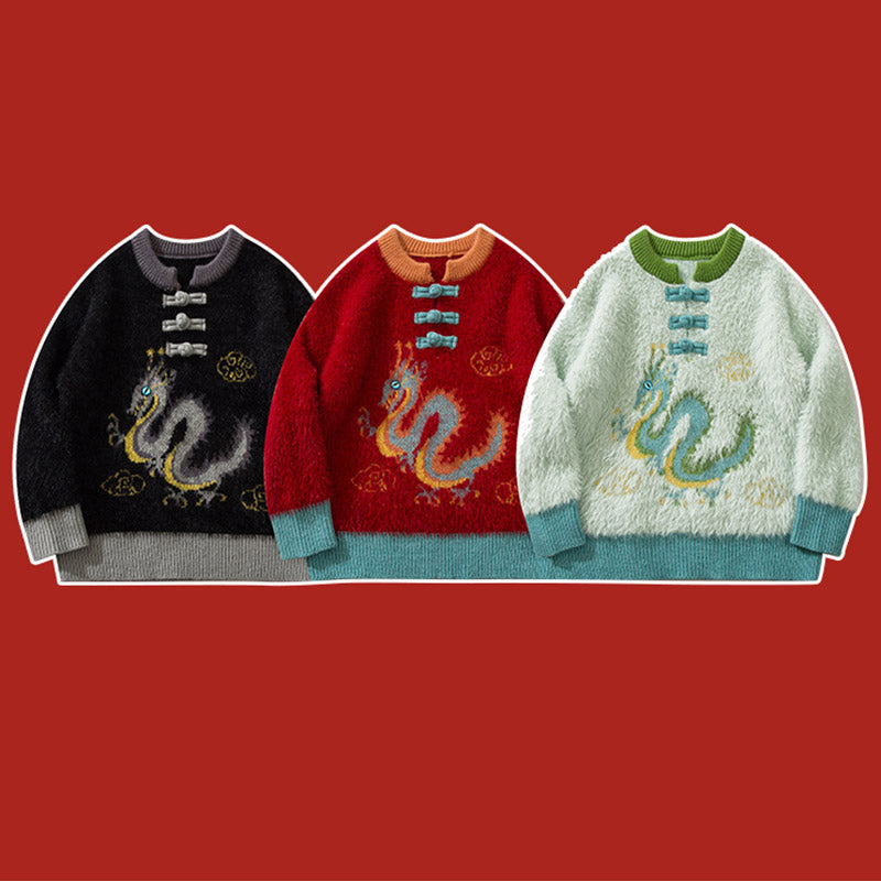 Dragon Clothing Knitted Sweater Top Winter Adult Child Pullover