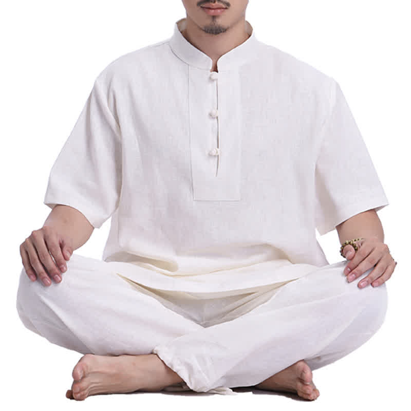Spiritual Zen Meditation Prayer Practice Cotton Linen Clothing Men's Set