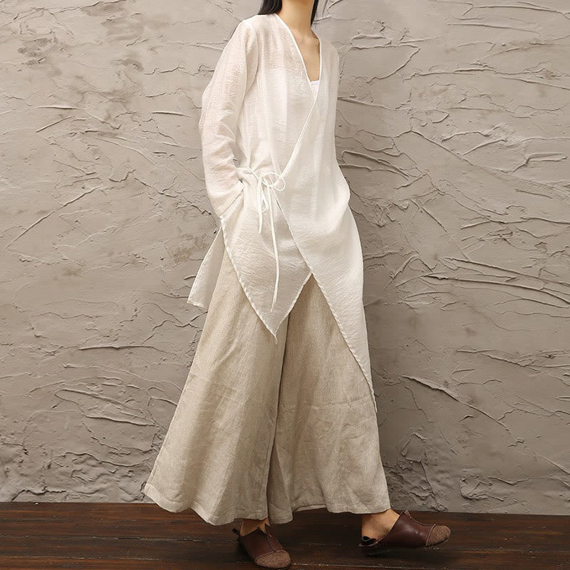 Simple White Beige Pattern Meditation Spiritual Zen Practice Yoga Clothing Women's Clothes