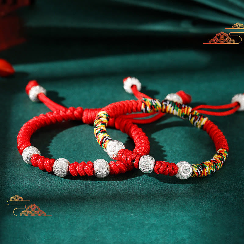 925 Sterling Silver King Kong Knot Multicolored Red String Strength Handmade Braided Kids Child Bracelet
