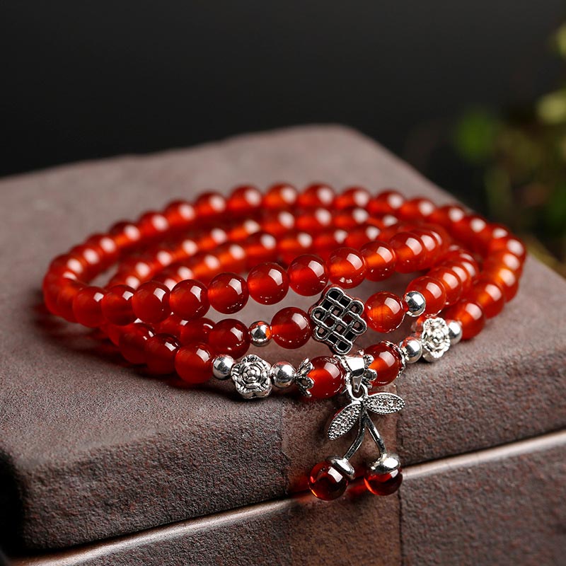 Natural Red Agate Bead Blessing Bracelet Necklace