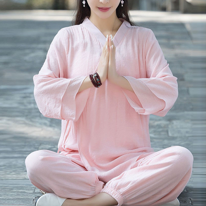 Yoga Cotton Linen Clothing Uniform Meditation Zen Practice Women's Set