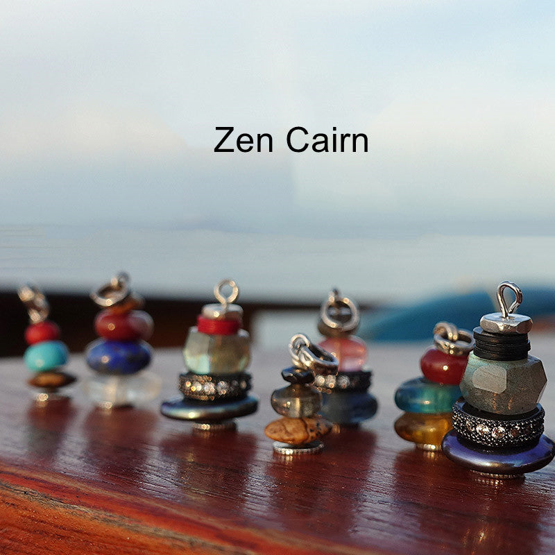 Zen Cairn Labradorite Various Crystals Calm Pendant Necklace