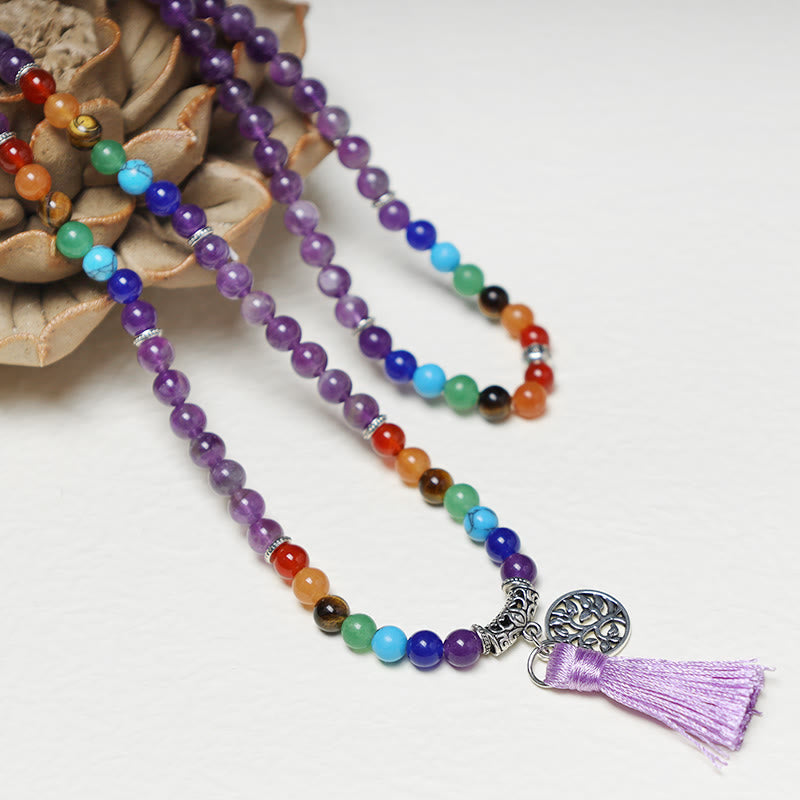 Healing Crystal Mala Prayer Beads 108 Meditation Healing Multilayer Bracelet Necklace
