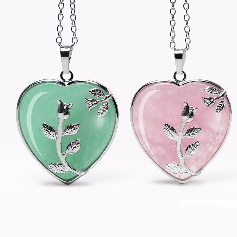 Natural Healing Crystals Heart Pendant Necklaces