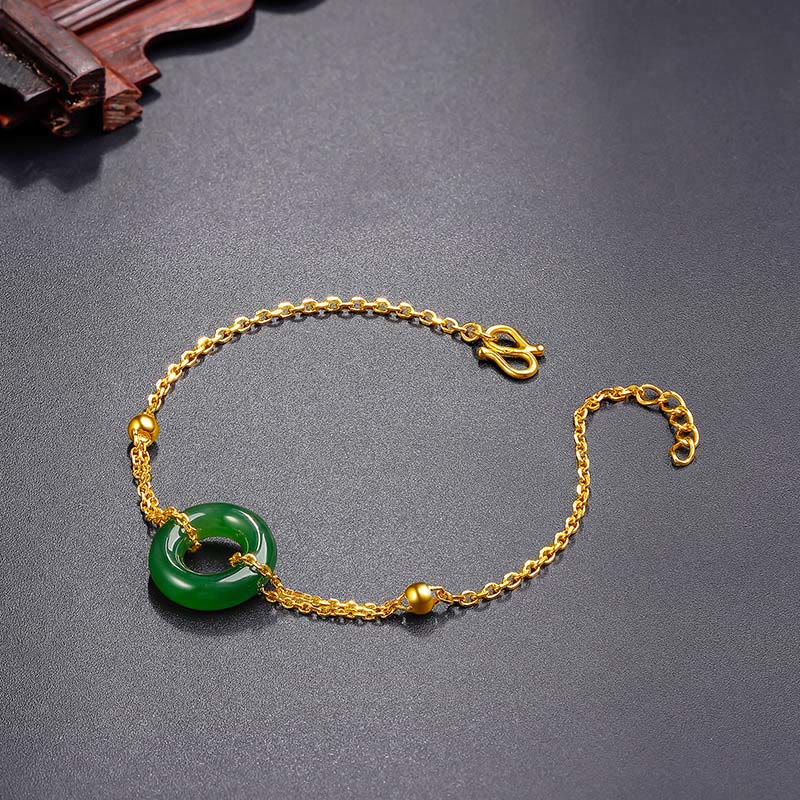 Cyan Jade Peace Buckle Luck Healing Chain Bracelet