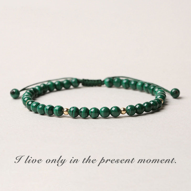 "I live only in the present moment"-Anti-Anxiety Malachite Bracelet
